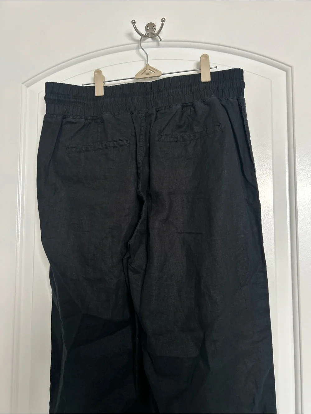 Quince Black Wide Leg Linen-Blend Pants